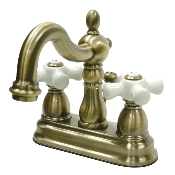 Heritage, 4" Centerset Bathroom Faucet, Antique Brass